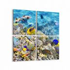 Olla 12127K4 Akvaryum / Balık Görseli Kare 4'lü Kanvas Tablo (Ölçü: 125X125)