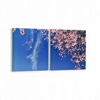 Olla 10674K2Y Ağaç Görseli Kare 2'li Yatay Kanvas Tablo (Ölçü: 85X40)