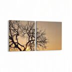 Olla 10559K2Y Ağaç Görseli Kare 2'li Yatay Kanvas Tablo (Ölçü: 105X50)