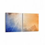 Olla 16099K2Y Günbatımı Görseli Kare 2'li Yatay Kanvas Tablo (Ölçü: 65X30)