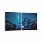 Olla 14712K2Y Gece Gökyüzü Görseli Kare 2'li Yatay Kanvas Tablo (Ölçü: 85X40)