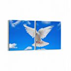 Olla 15886K2Y Gökyüzü Kuşlar Görseli Kare 2'li Yatay Kanvas Tablo (Ölçü: 105X50)