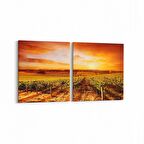 Olla 16018K2Y Günbatımı Görseli Kare 2'li Yatay Kanvas Tablo (Ölçü: 125X60)