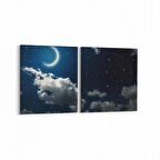 Olla 14727K2Y Gece Gökyüzü Görseli Kare 2'li Yatay Kanvas Tablo (Ölçü: 125X60)