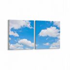 Olla 15513K2Y Gökyüzü Bulut Görseli Kare 2'li Yatay Kanvas Tablo (Ölçü: 145X70)
