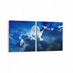 Olla 14737K2Y Gece Gökyüzü Görseli Kare 2'li Yatay Kanvas Tablo (Ölçü: 125X60)