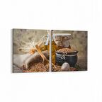 Olla 15119K2Y Gıda Görseli Kare 2'li Yatay Kanvas Tablo (Ölçü: 85X40)