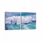 Olla 12952K2Y Deniz / Okyanus Görseli Kare 2'li Yatay Kanvas Tablo (Ölçü: 85X40)