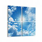 Olla 15524K4 Gökyüzü Bulut Görseli Kare 4'lü Kanvas Tablo (Ölçü: 145X145)