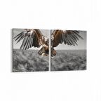 Olla 12566K2Y Hayvanlar Alemi Görseli Kare 2'li Yatay Kanvas Tablo (Ölçü: 125X60)