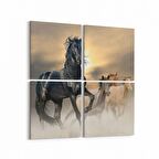 Olla 12545K4 Hayvanlar Alemi Görseli Kare 4'lü Kanvas Tablo (Ölçü: 145X145)