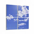 Olla 15765K4 Gökyüzü Bulut Görseli Kare 4'lü Kanvas Tablo (Ölçü: 125X125)