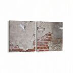 Olla 12448K2Y Beton Görseli Kare 2'li Yatay Kanvas Tablo (Ölçü: 85X40)