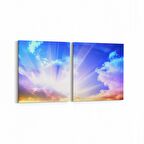 Olla 15946K2Y Günbatımı Görseli Kare 2'li Yatay Kanvas Tablo (Ölçü: 145X70)