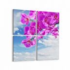 Olla 11713K4 Orkide Çiçek Görseli Kare 4'lü Kanvas Tablo (Ölçü: 145X145)