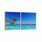 Olla 16504K2Y Kumsal / Sahil Görseli Kare 2'li Yatay Kanvas Tablo (Ölçü: 65X30)