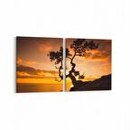 Olla 16135K2Y Günbatımı Görseli Kare 2'li Yatay Kanvas Tablo (Ölçü: 125X60)