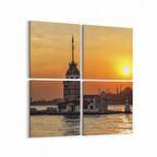 Olla 16058K4 Günbatımı Görseli Kare 4'lü Kanvas Tablo (Ölçü: 145X145)