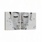 Olla 17010K2Y Model / Manken Görseli 2'li Yatay Kanvas Tablo (Ölçü: 145X70)