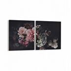 Olla 11769K2Y Çiçek Görseli Kare 2'li Yatay Kanvas Tablo (Ölçü: 145X70)
