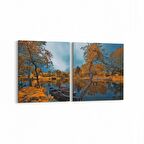 Olla 13192K2Y Doğa / Manzara Görseli Kare 2'li Yatay Kanvas Tablo (Ölçü: 65X30)