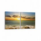 Olla 16057K2Y Günbatımı Görseli Kare 2'li Yatay Kanvas Tablo (Ölçü: 125X60)