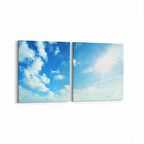 Olla 15594K2Y Gökyüzü Bulut Görseli Kare 2'li Yatay Kanvas Tablo (Ölçü: 145X70)