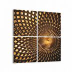 Olla 10323K4 Abstract Görsel Kare 4'lü Kanvas Tablo (Ölçü: 125X125)