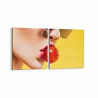 Olla 16868K2Y Model / Manken Görseli 2'li Yatay Kanvas Tablo (Ölçü: 105X50)