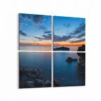 Olla 16022K4 Günbatımı Görseli Kare 4'lü Kanvas Tablo (Ölçü: 145X145)