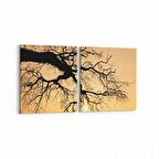 Olla 10560K2Y Ağaç Görseli Kare 2'li Yatay Kanvas Tablo (Ölçü: 125X60)