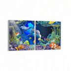 Olla 12110K2Y Akvaryum / Balık Görseli Kare 2'li Yatay Kanvas Tablo (Ölçü: 85X40)