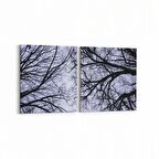 Olla 11022K2Y Ağaç Görseli Kare 2'li Yatay Kanvas Tablo (Ölçü: 65X30)