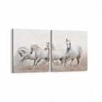 Olla 12638K2Y Hayvanlar Alemi Görseli Kare 2'li Yatay Kanvas Tablo (Ölçü: 85X40)