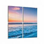 Olla 16049K4 Günbatımı Görseli Kare 4'lü Kanvas Tablo (Ölçü: 105X105)