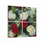 Olla 11610K4 Çiçek Görseli Kare 4'lü Kanvas Tablo (Ölçü: 125X125)