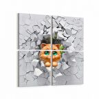 Olla 12724K4 Çocuk Odası Görseli 4'lü Kanvas Tablo (Ölçü: 65X65)