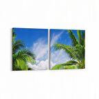 Olla 11515K2Y Palmiye Ağacı Görseli Kare 2'li Yatay Kanvas Tablo (Ölçü: 65X30)