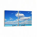 Olla 16372K2Y Kumsal / Sahil Görseli Kare 2'li Yatay Kanvas Tablo (Ölçü: 85X40)