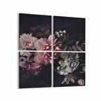 Olla 11769K4 Çiçek Görseli Kare 4'lü Kanvas Tablo (Ölçü: 65X65)