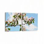 Olla 10966K2Y Ağaç Görseli Kare 2'li Yatay Kanvas Tablo (Ölçü: 85X40)