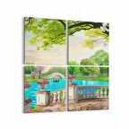 Olla 13663K4 Doğa / Manzara Görseli Kare 4'lü Kanvas Tablo (Ölçü: 145X145)