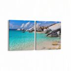 Olla 16561K2Y Kumsal / Sahil Görseli Kare 2'li Yatay Kanvas Tablo (Ölçü: 105X50)