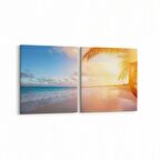 Olla 16485K2Y Kumsal / Sahil Görseli Kare 2'li Yatay Kanvas Tablo (Ölçü: 125X60)