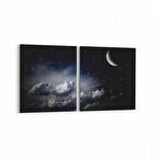 Olla 14658K2Y Gece Gökyüzü Görseli Kare 2'li Yatay Kanvas Tablo (Ölçü: 65X30)