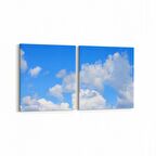 Olla 15795K2Y Gökyüzü Bulut Görseli Kare 2'li Yatay Kanvas Tablo (Ölçü: 65X30)