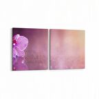 Olla 11724K2Y Orkide Çiçek Görseli 2'li Yatay Kanvas Tablo (Ölçü: 125X60)