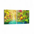 Olla 12786K2Y Çocuk Odası Görseli 2'li Yatay Kanvas Tablo (Ölçü: 105X50)