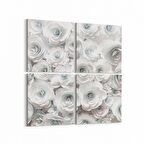 Olla 11597K4 Çiçek Görseli Kare 4'lü Kanvas Tablo (Ölçü: 145X145)