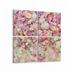 Olla 11583K4 Çiçek Görseli Kare 4'lü Kanvas Tablo (Ölçü: 145X145)